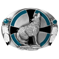 Southwest Wolf Enameled Belt Buckle